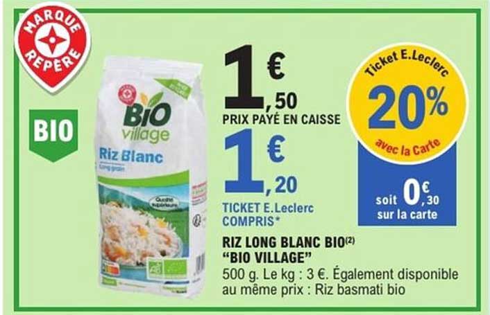 RIZ LONG BLANC BIO “BIO VILLAGE”