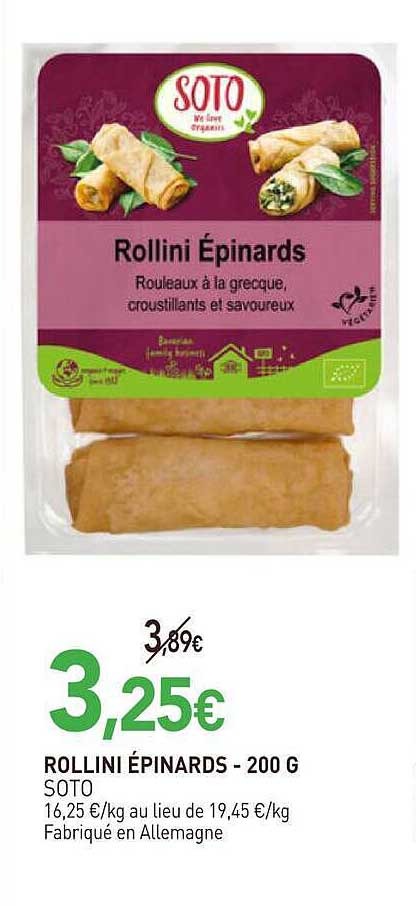 ROLLINI ÉPINARDS - 200 G SOTO
