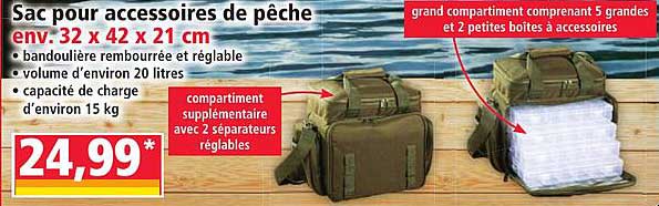 Sac pour accessoires de pêche env. 32 x 42 x 21 cm