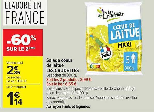 Salade coeur de laitue LES CRUDETTES