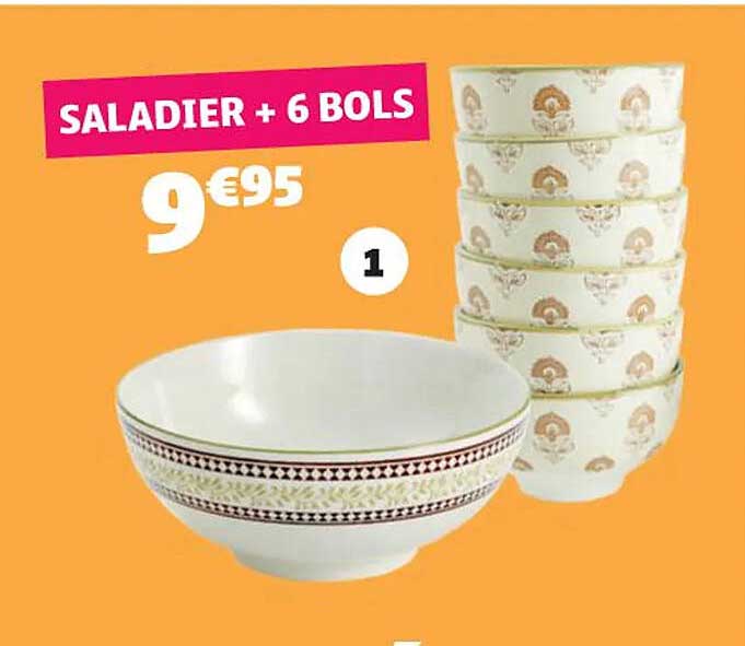 SALADIER + 6 BOLS