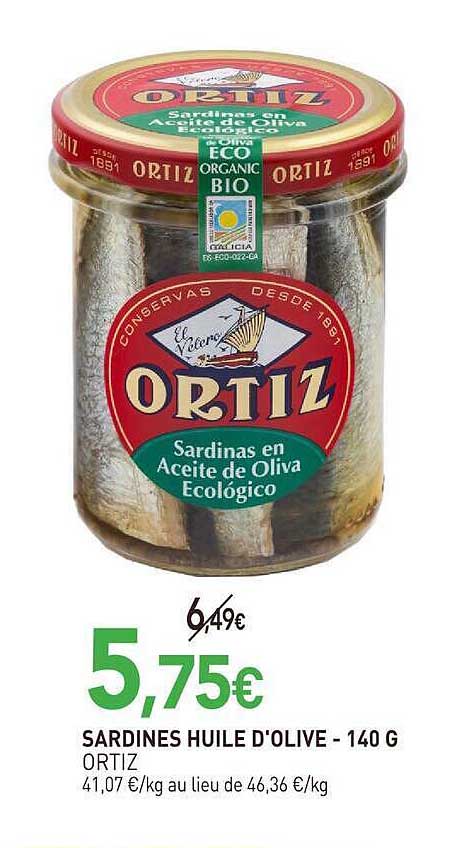 SARDINES HUILE D'OLIVE - 140 G ORTIZ