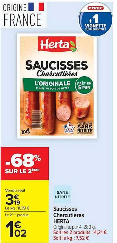 Saucisses Charcutières HERTA
