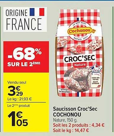 Saucisson Croc’Sec COCHONOU