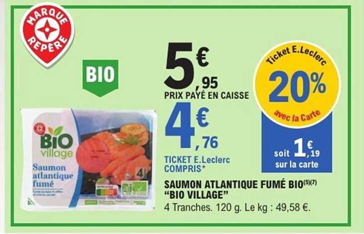 SAUMON ATLANTIQUE FUMÉ BIO « BIO VILLAGE »