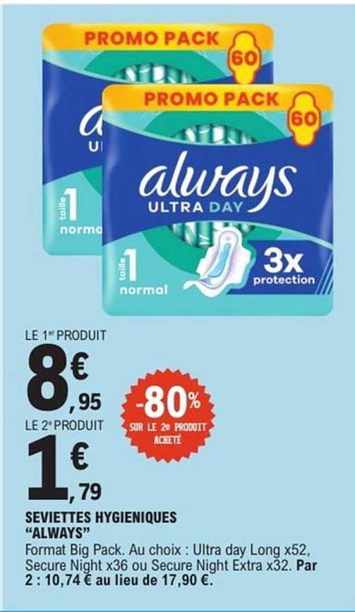 SERVIETTES HYGIENIQUES "ALWAYS"
