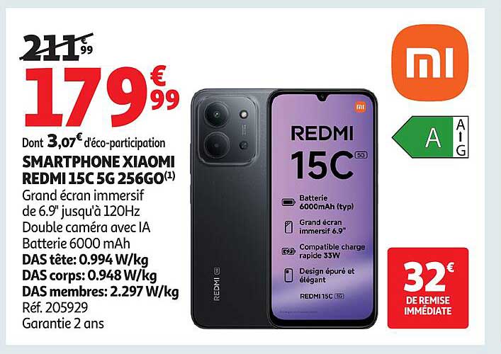 SMARTPHONE XIAOMI REDMI 15C 5G 256GO