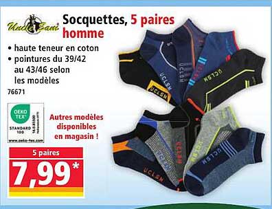 Socquettes, 5 paires homme