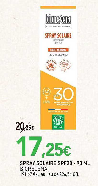 SPRAY SOLAIRE SPF30 - 90 ML BIOREGENA
