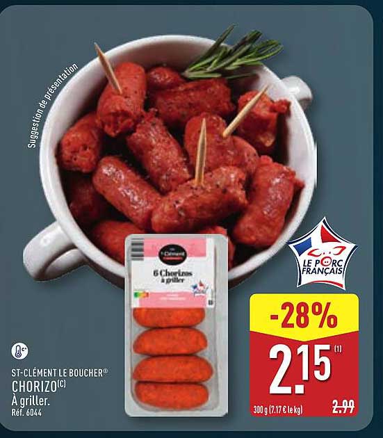 ST-CLEMENT LE BOUCHER® CHORIZO(C) À griller. Réf. 6044