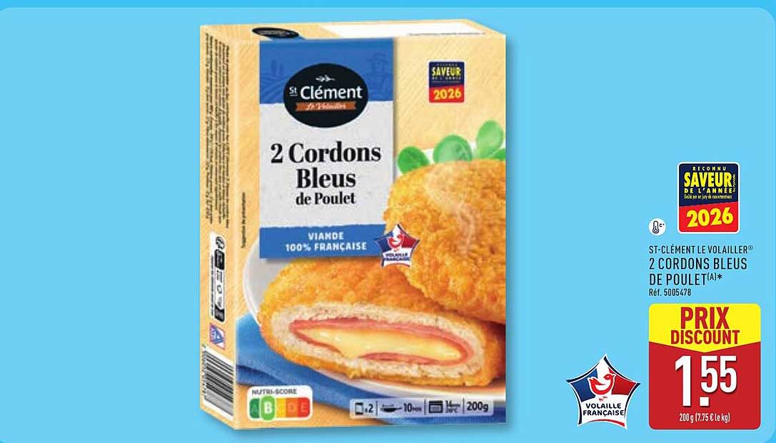 ST-CLÉMENT LE VOLAILLIER 2 CORDONS BLEUS DE POULET(A)*