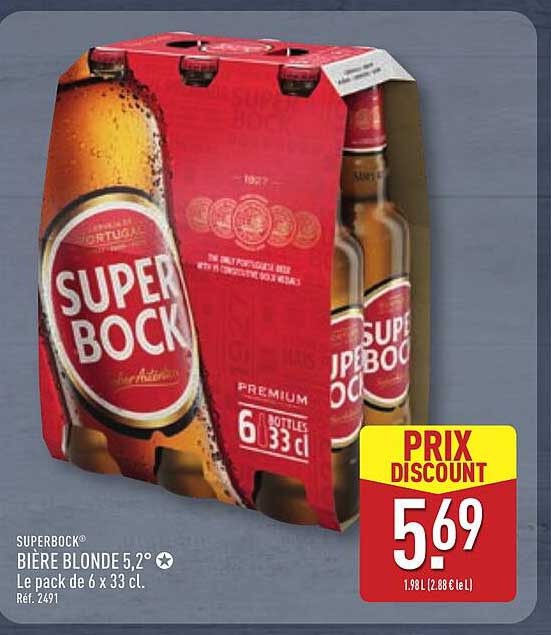 SUPER BOCK® BIÈRE BLONDE 5,2° Le pack de 6 x 33 cl. Réf. 2491