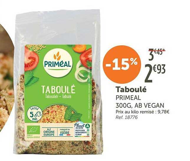 Taboulé PRIMEAL 300G, AB VEGAN