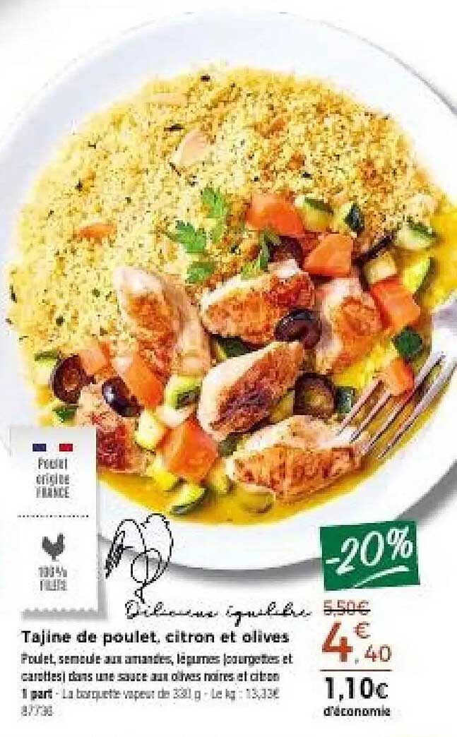 Tajine de poulet, citron et olives
