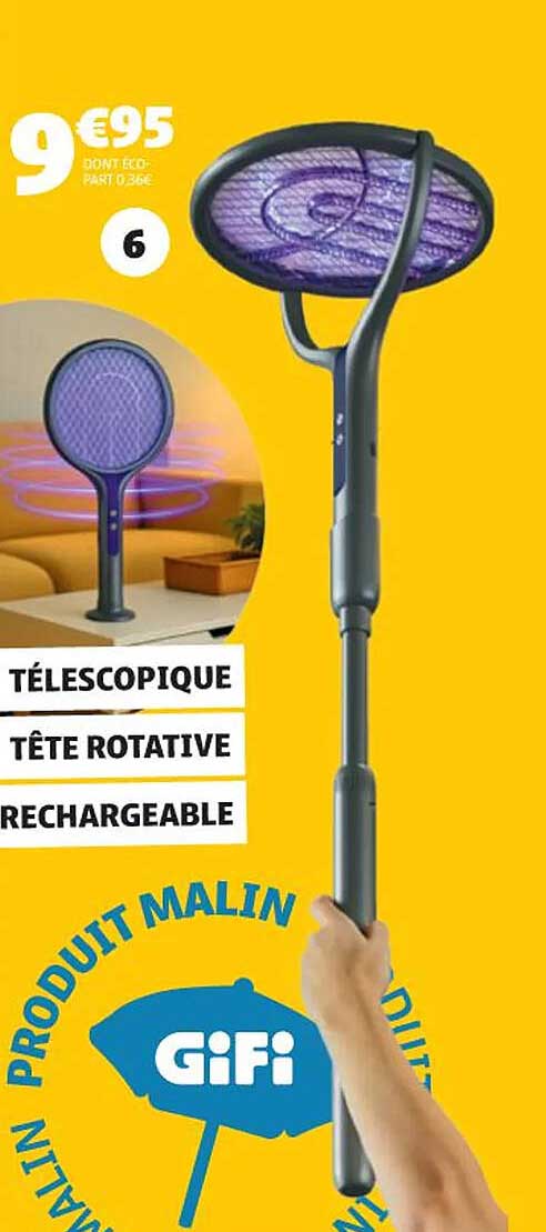 TÉLESCOPIQUE TÊTE ROTATIVE RECHARGEABLE