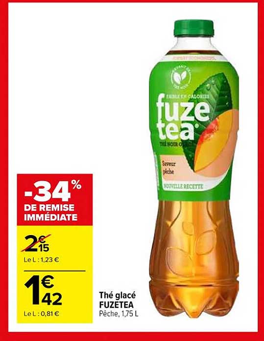 Thé glacé FUZETEA Pêche, 1,75 L