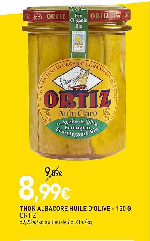 THON ALBACORE HUILE D'OLIVE - 150 G ORTIZ