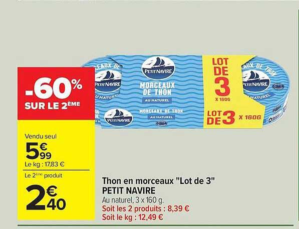 Thon en morceaux "Lot de 3" PETIT NAVIRE