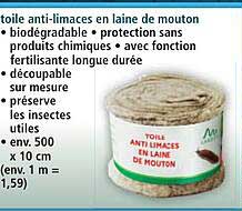 toile anti-limaces en laine de mouton