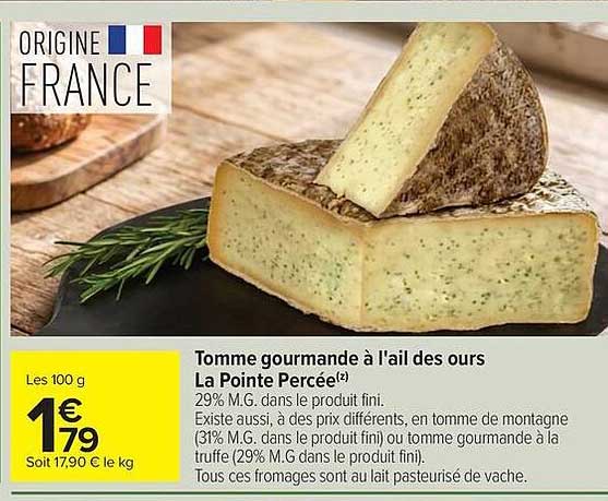 Tomme gourmande à l'ail des ours La Pointe Perçée(z)