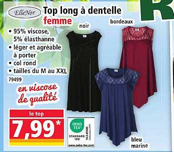 Top long à dentelle femme