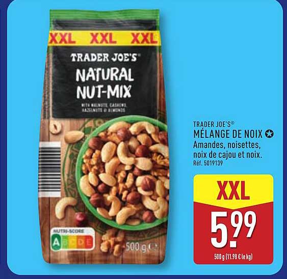 TRADER JOE’S® MÉLANGE DE NOIX - Amandes, noisettes, noix de cajou et noix.