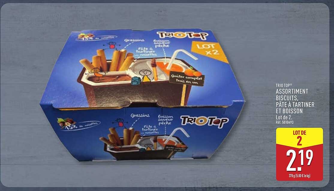 TRIO TOP® ASSORTIMENT BISCUITS, PÂTE À TARTINER ET BOISSON