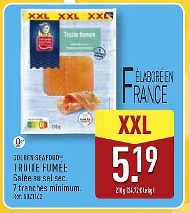 TRUITE FUMÉE Salée au sel sec. 7 tranches minimum.