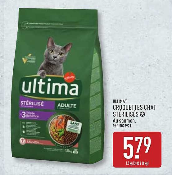 ULTIMA® CROQUETTES CHAT STÉRILISÉS Au saumon. Réf. 5025921