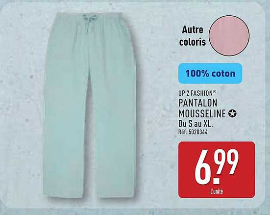 UP2FASHION® PANTALON MOUSSELINE Du S au XL.