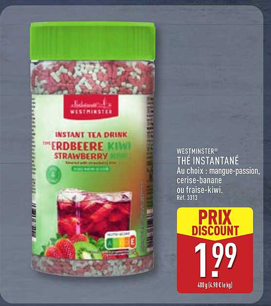 WESTMINSTER® THÉ INSTANTANÉ Au choix : mangue-passion, cerise-banane ou fraise-kiwi.