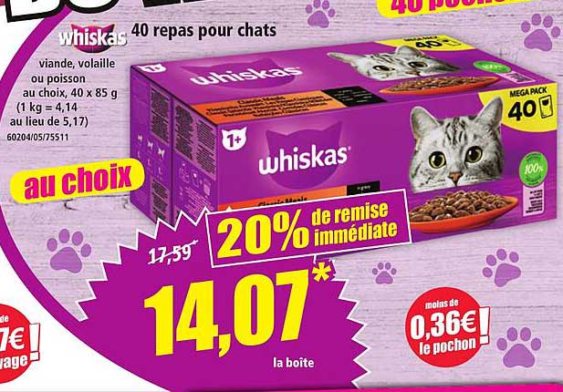 Whiskas 40 repas pour chats
