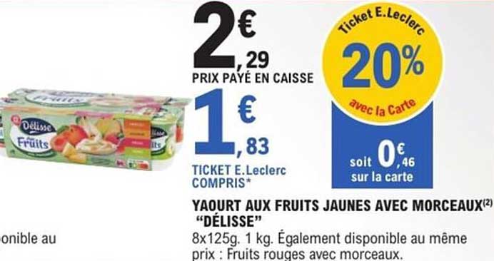 YAOURT AUX FRUITS JAUNES AVEC MORCEAUX “DÉLISSE”