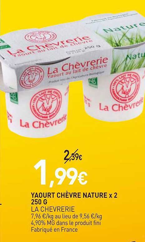 YAOURT CHÈVRE NATURE x 2 250 G LA CHEVRERIE