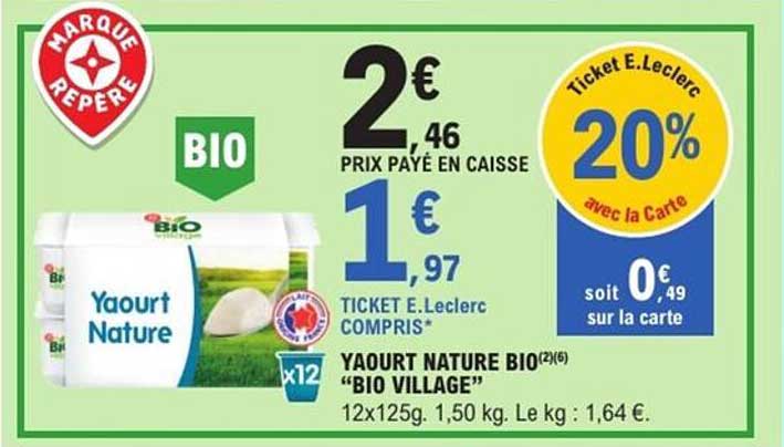 Yaourt nature bio "Bio Village"