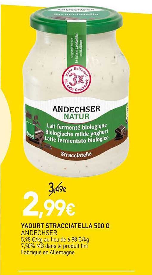 YAOURT STRACCIATELLA 500 G ANDECHSER