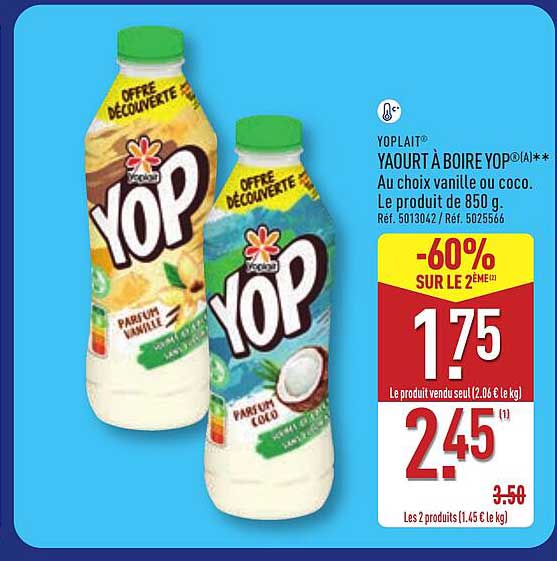 YOPLAIT YAOUAT À BOIRE YOP® AU choix vanille ou coco