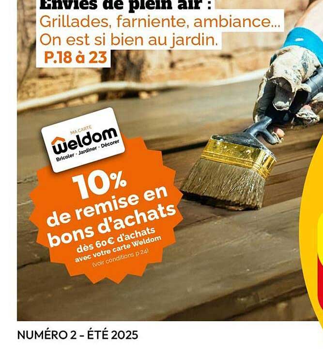 10% de remise en bons d'achats dès 60€ d'achats avec votre carte Weldom