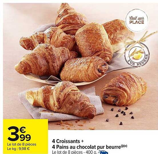 4 Croissants + 4 Pains au chocolat pur beurre
