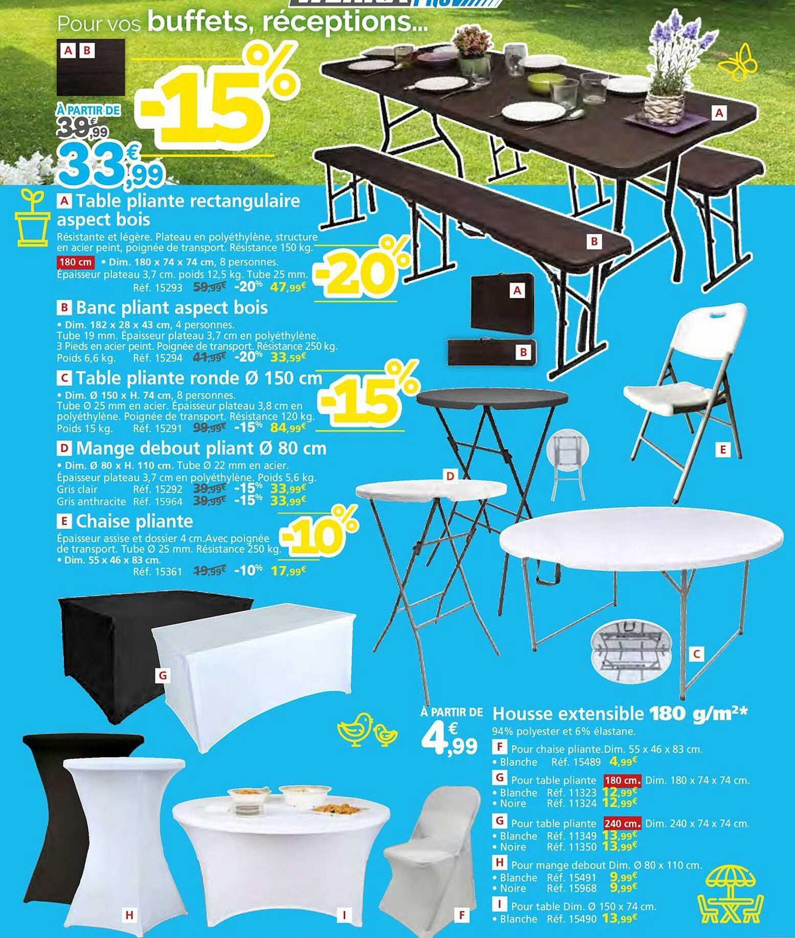 A Table pliante rectangulaire aspect bois