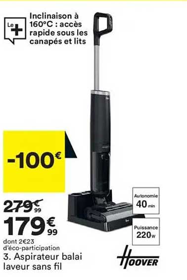 Aspirateur balai laveur sans fil