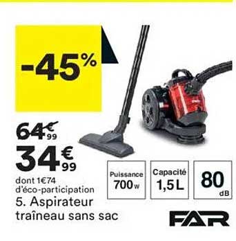 Aspirateur traîneau sans sac