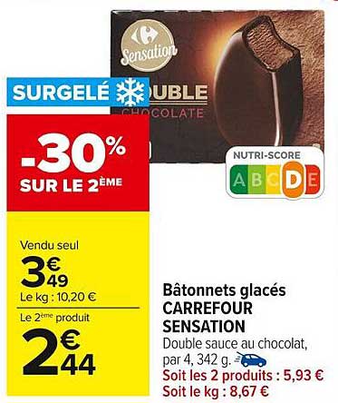 Bâtonnets glacés CARREFOUR SENSATION