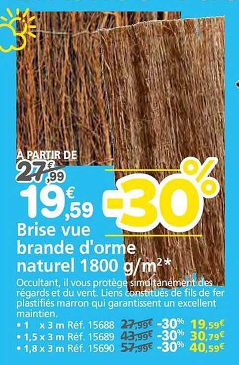 Brise vue brande d’orme naturel 1800 g/m²**