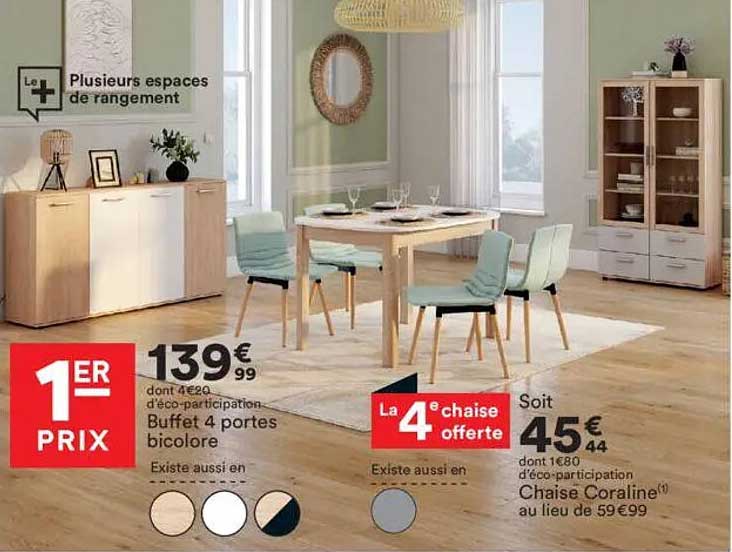 Buffet 4 portes bicolore