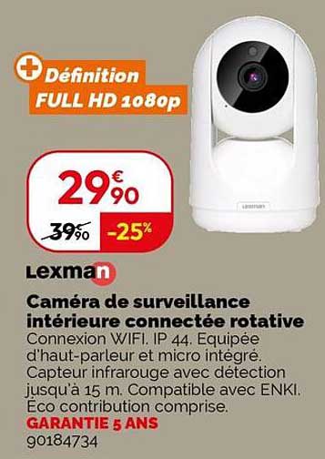 Caméra de surveillance intérieure connectée rotative