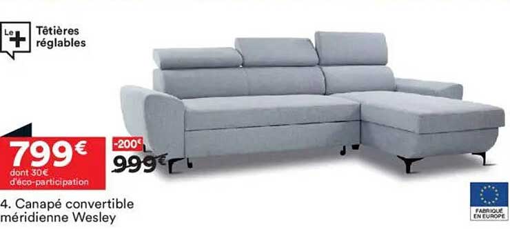 Canapé convertible méridienne Wesley