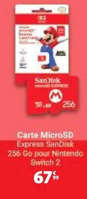 Carte MicroSD Express SanDisk 256 Go pour Nintendo Switch 2