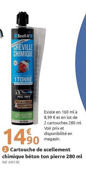 Cartouche de scellement chimique béton ton pierre 280 ml