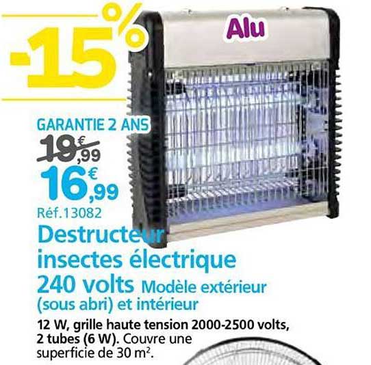 Destructeur insectes électrique 240 volts Modèle extérieur (sous abri) et intérieur